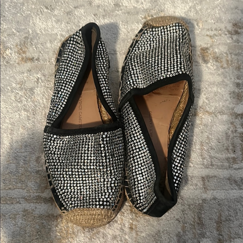 Vince Camuto Black and swarovski crystal  Espadrille Flats